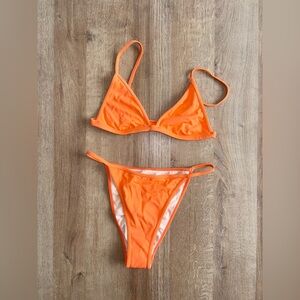 Pacsun Blue Hour Orange Triangle Cheeky Bikini Set NWOT